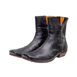Mark Nason Black Leather Ankle Boots Mens US 13 EU 47 Side Zip Square Toe